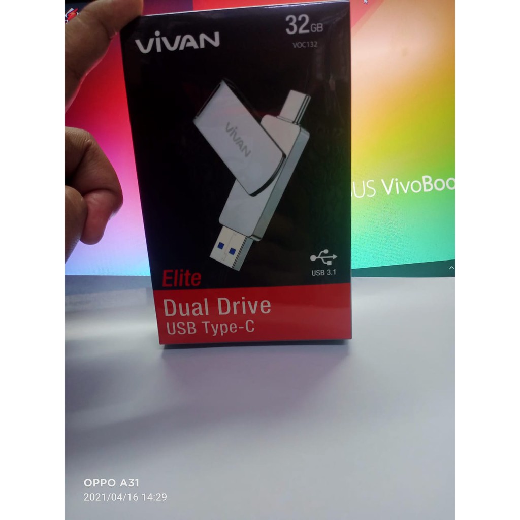 Flashdisk Vivan 32gb VOC132 OTG Type C Dan USB 3.1/3.0 Dual Interface ORIGNAL GARANSI RESMI SEUMUR H