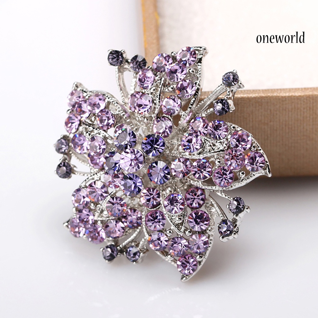 OW@ Badge Pin Elegant Creative Flower Shaped Flower Jewelry Brooch for Gift