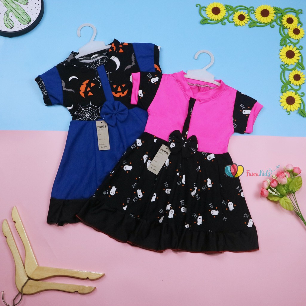 Dress Keisha uk 1-2 Tahun / Dres Lengan Anak Perempuan Baju Balita Gaun Pesta FashionKids Adem Murah