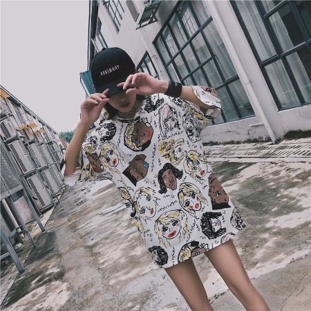 VS - OVERSIZE MELANI  Kaos Wanita korea  ulzzang lengan pendek kaos longgar dicetak