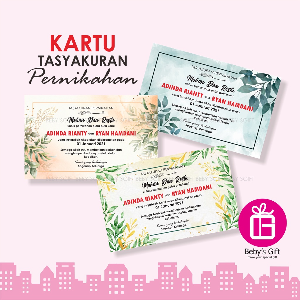 Jual Kartu Tasyakuran Pernikahan Card Box Nasi Syukuran Nikahan