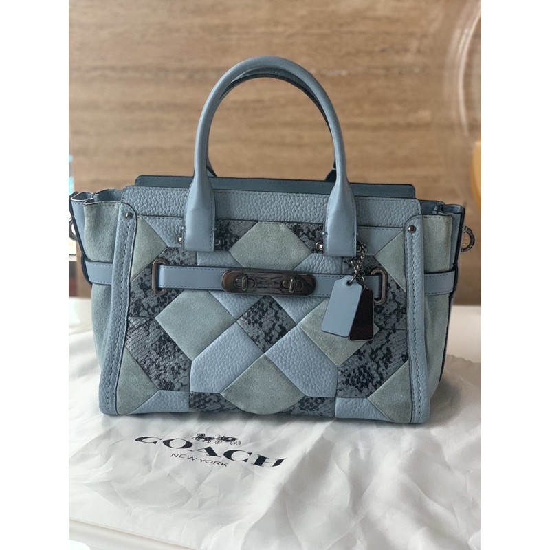 Coach Swagger Patchwork Exotic Blue Size 27
