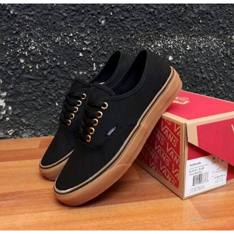 COD SEPATU VANS AUTHENTIC RING BLACK GUM 100% PREMIUM BNIB MADE IN CHINA VANS UNISEX PRIA/WANITA DT