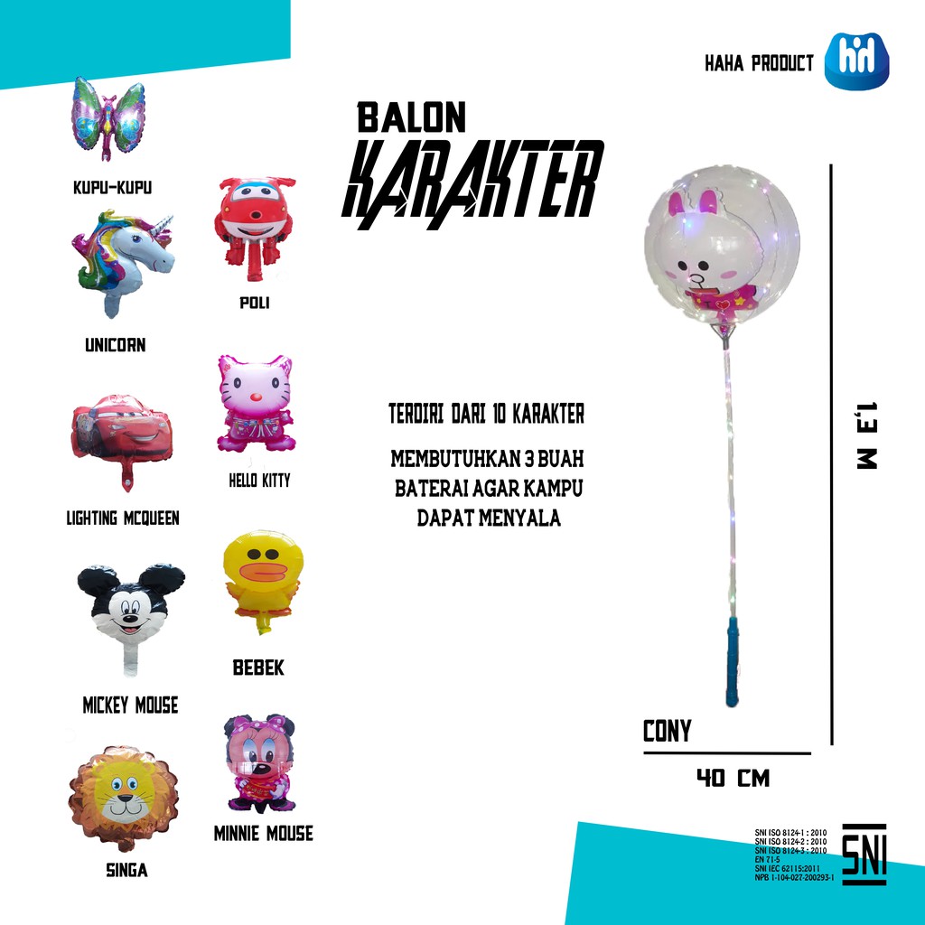 Balon Led Lampu Karakter/stick balon karakter led