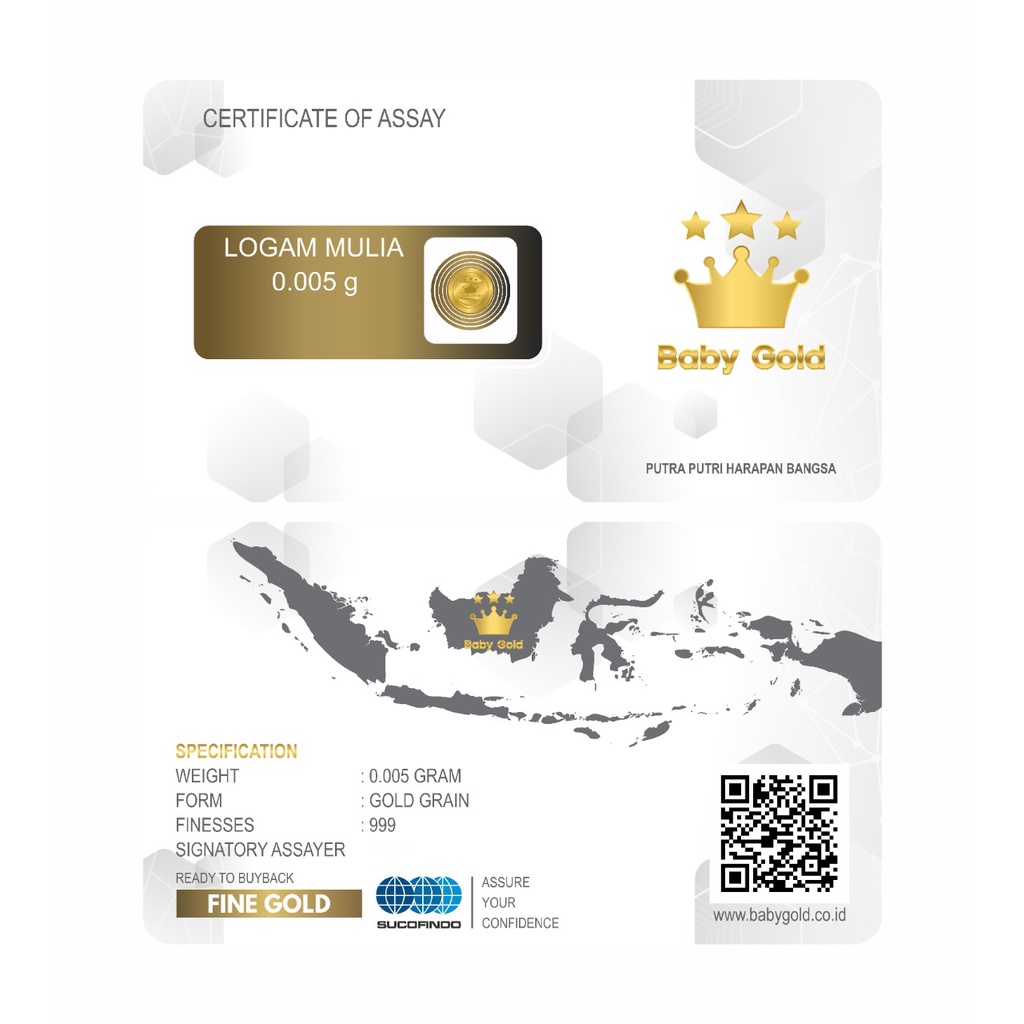 BABY GOLD / ROSE GOLD Emas Murni Logam Mulia 0.005 gram