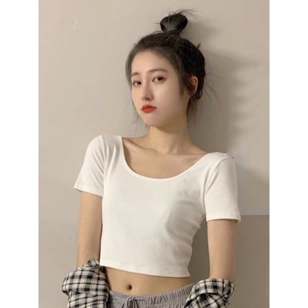 S - XL LMB NIUZIMEI ROUND NECK CROPTOP KAOS WANITA