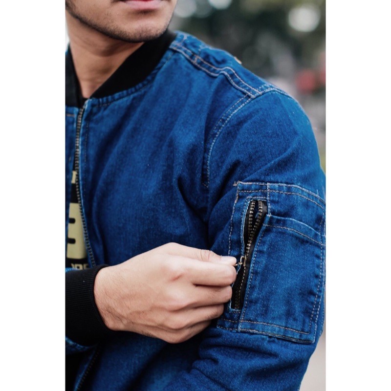 Jaket Bomber Jeans Pria / Jaket Denim Bomber Washing