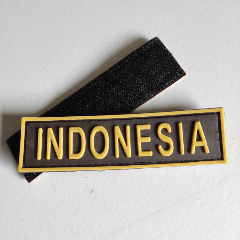 PATCH RUBBER TULISAN INDONESIA PRAMUKA/TEMPELAN EMBLEM LOGO KARET VELCRO