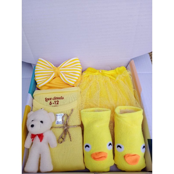Hampers Bayi Newborn Baby Gift Set Unisex Kado Lahiran Parcel Bayi Laki-laki Perempuan-Standart Kuning Tutu