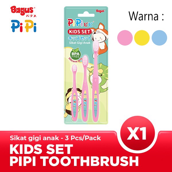 Ktmstore Bagus PiPi Kids Set Toothbrush - Sikat Gigi Silicon Anak W-21105