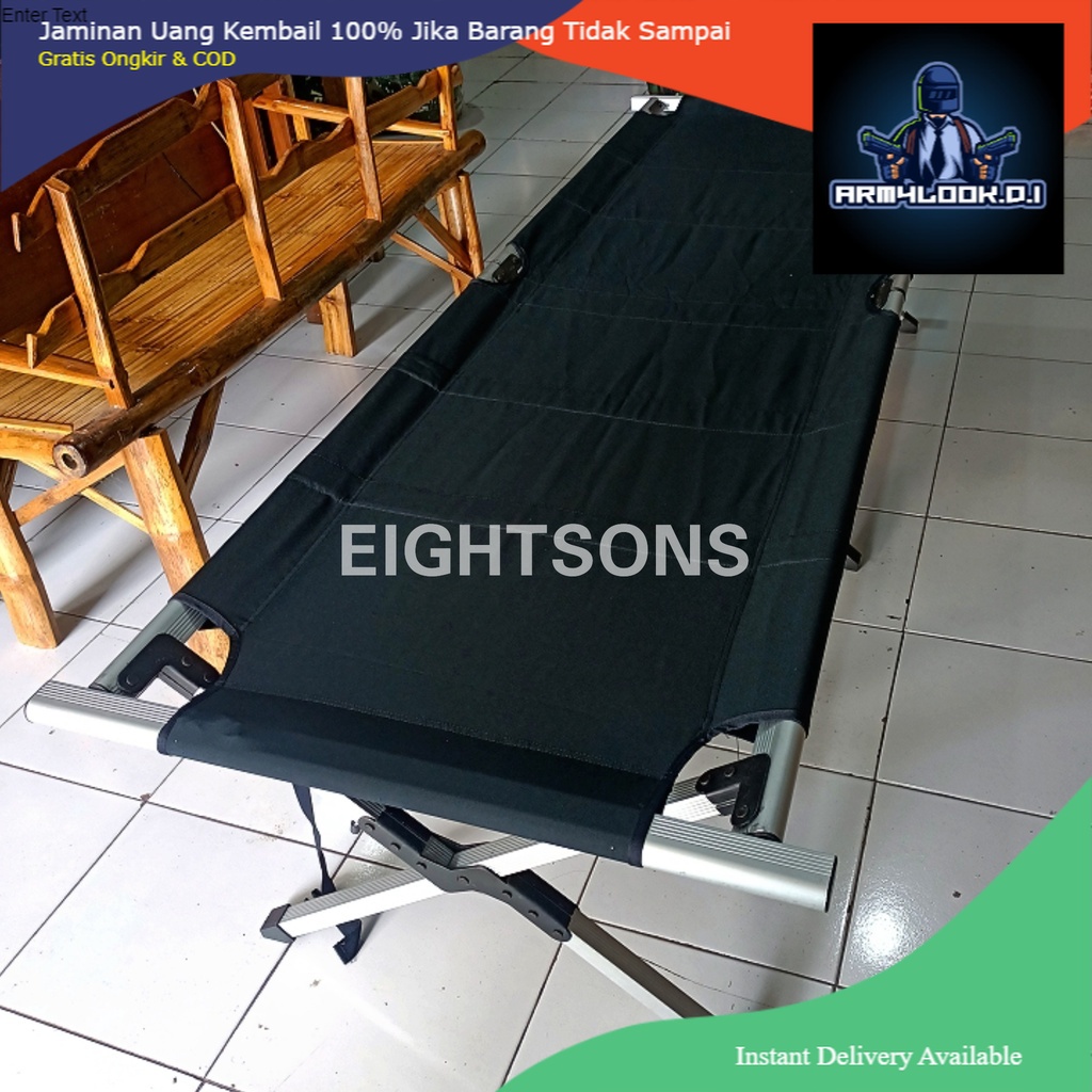PROMO Velbed Hitam TNI POLRI Ranjang Lipat Aluminium Folding Bed Lipat 2 Velbed Pillow Hitam TNI POL