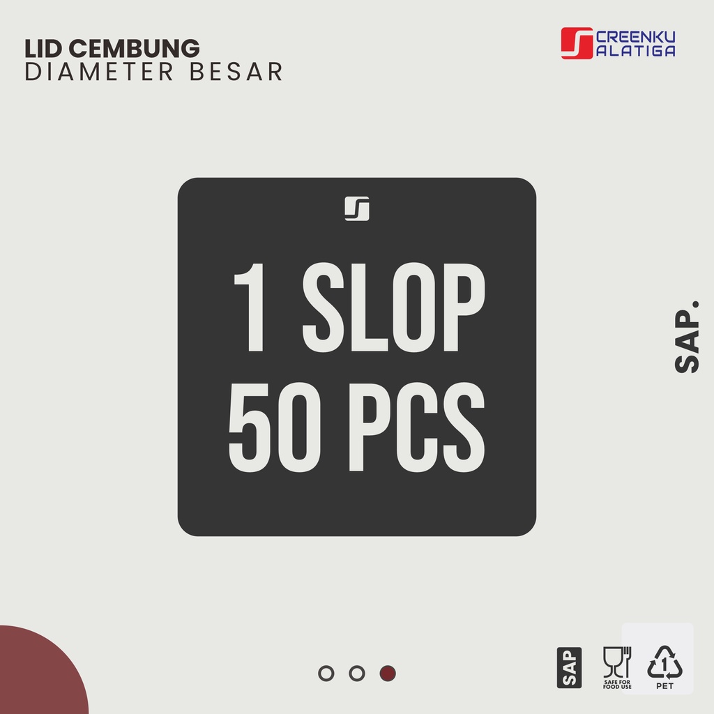 Tutup / Lid Cembung Dom Cup diameter  Besar ukuran 12/14/16/18/22 Oz SAP
