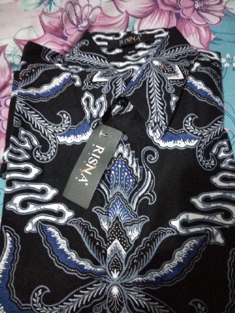 Risna Batik Krb Bunga Daun Coklat Kemeja Batik Lengan Panjang Premium M L Xl Xxxl / 3l 4l 5l