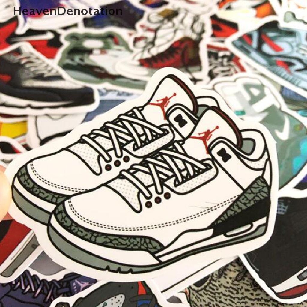 (Heavendenotation) 50pcs Stiker Sepatu Sneakers Jordan Anti Air Untuk Laptop / Skateboard / Koper