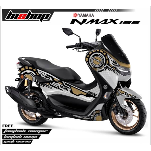 Sticker decal full body Yamaha nmax new putih Lis gold saungdigital30