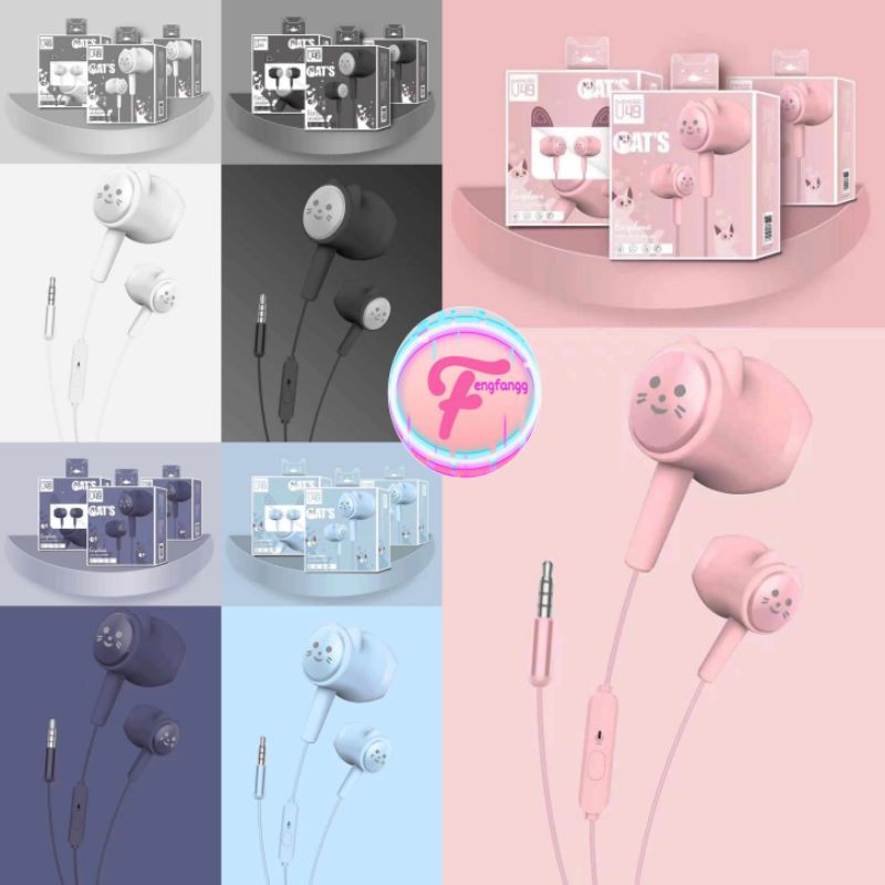 Headset/Handsfree/Earphone/Hf Macaron Cat U-49 + MIC New Arrival