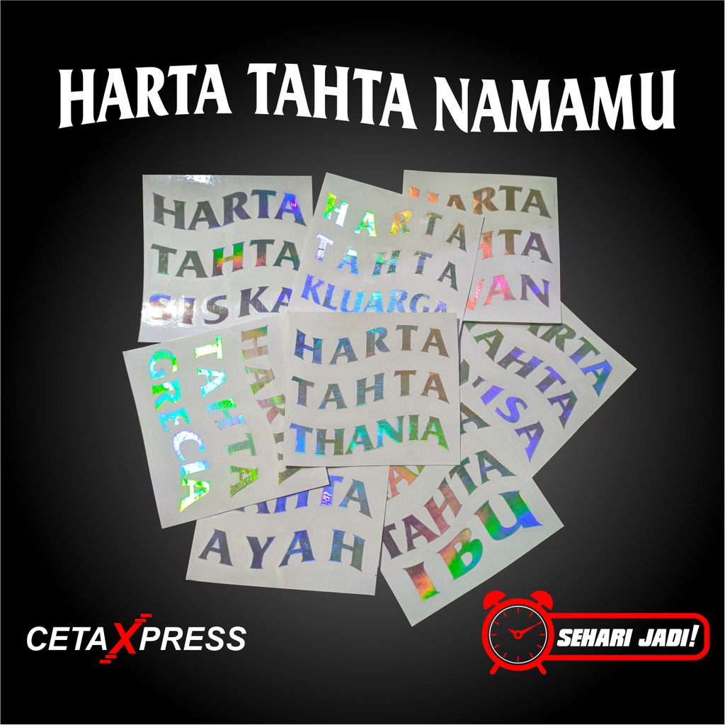 STICKER HARTA TAHTA CUSTOM NAMA MURAH