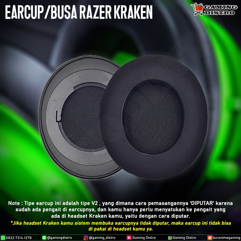 Earcup Razer Kraken - Busa Razer Kraken V2 - Bentuk Oval - Bahan Kulit