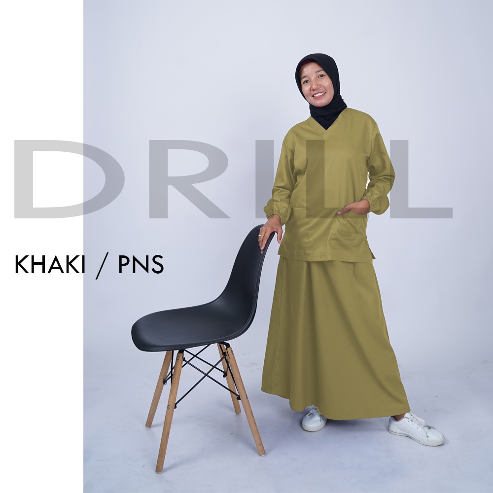 Baju OK OKA ROK DRILL Dokter Jaga Perawat Petugas Medis Lengan PANJANG KARET