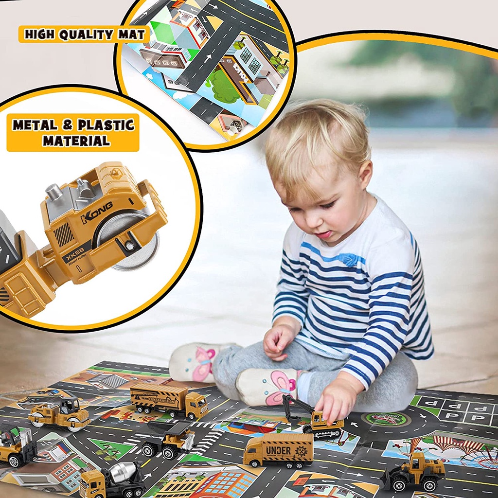 Diecast Mobil Truck Metal Koleksi Mainan set Anak laki laki Super Powerful Construction Playmart