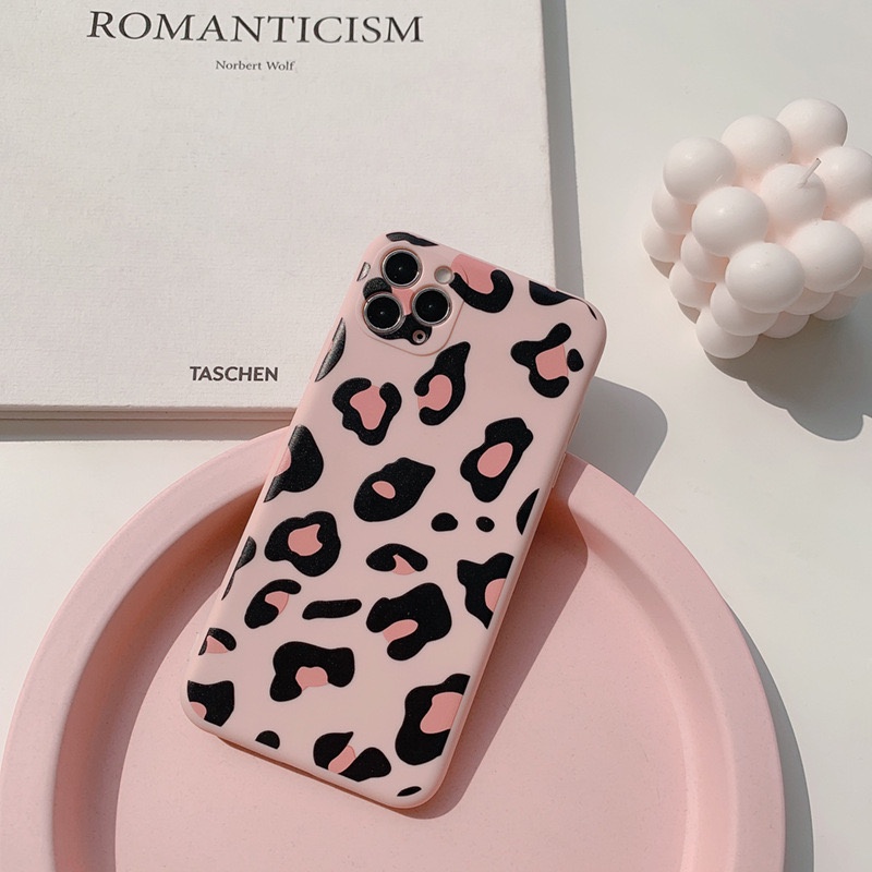 Pink Leopard Soft Case iPhone 7/8/SE 2020, XR/X/XS MAX, 11/12/13 PRO MAX motif macan tutul merah mud