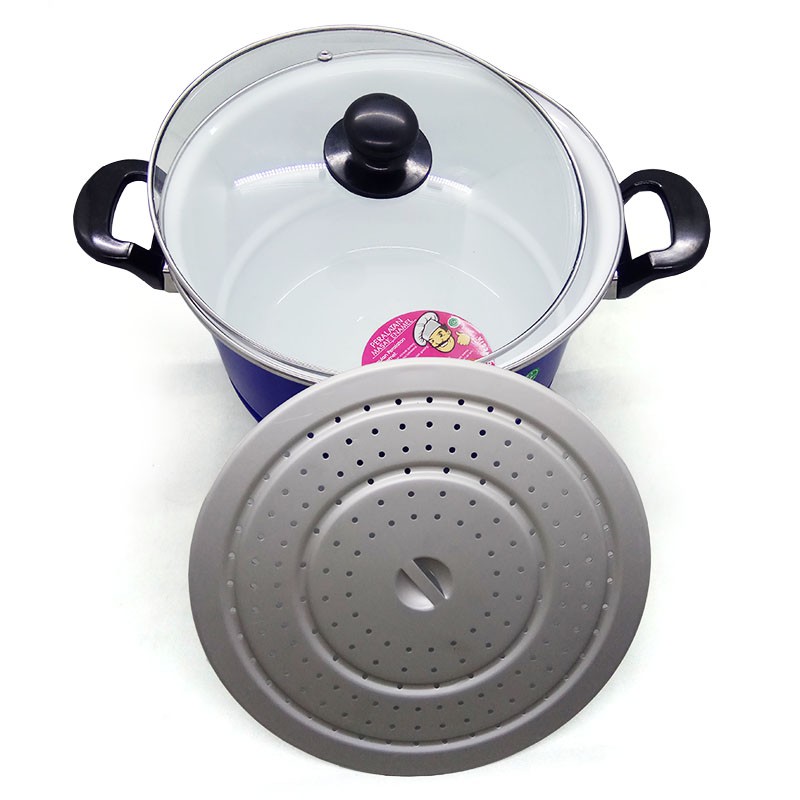 Maspion Stock Pot Ceria Steamer 26 cm + Tutup Kaca