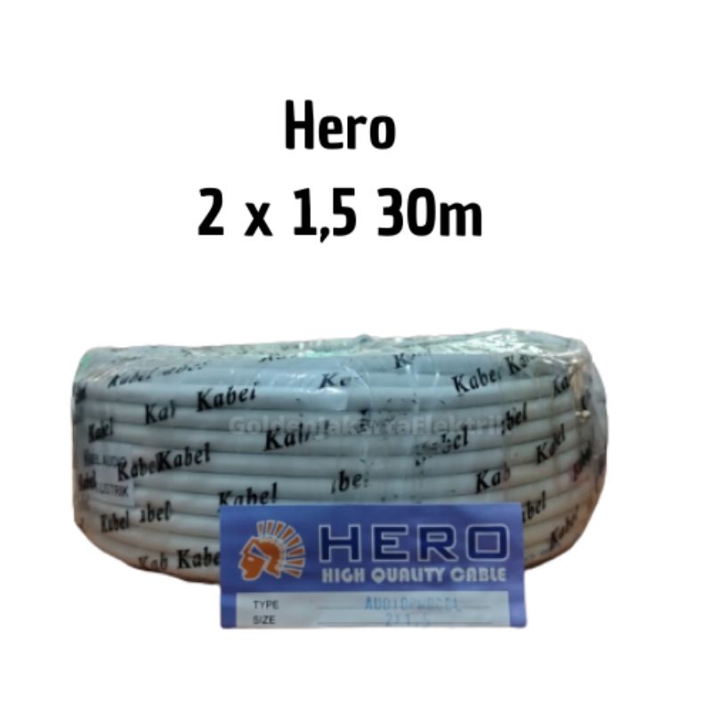 Kabel listrik NYM 2x1.5 mm kawat Hero 30 Meter Hero