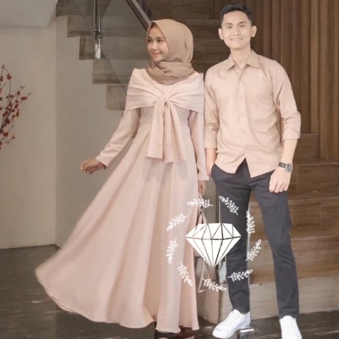 Gamis Couple Pasangan Sarimbit Muslim Gamis Kondangn Terbaru Wanita Sage Green Hijau Sage Dres Konda