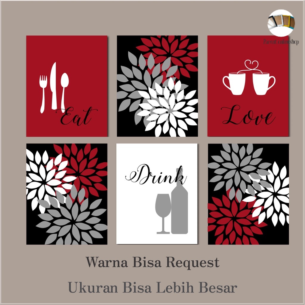 Jual 1 Set Hiasan Dinding Wall Decor Dapur Kitchen Ruang Tamu 6 Pcs