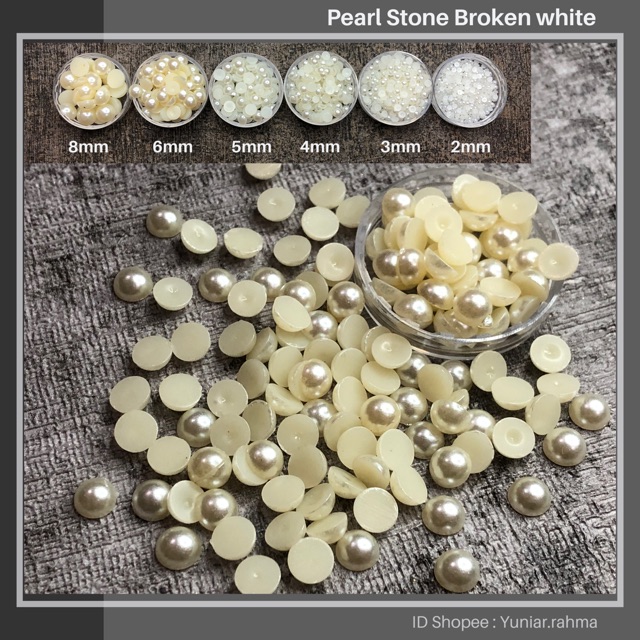 Half pearl Broken White , size 2,3,4,5,6,8mm