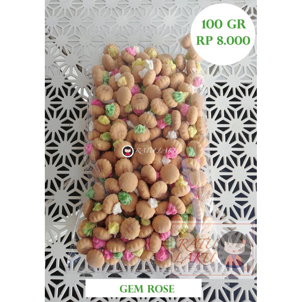 

LENGKAP BISKUIT KEMBANG GULA / BISKUIT MONAS / GEM ROSE 100 GR / SNACK KILOAN