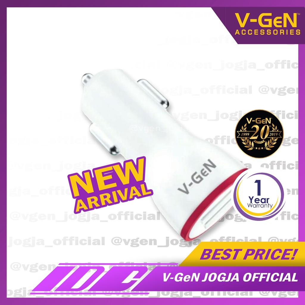 Car Charger V-GeN VCC2-25 2.4A Dual Port LED Charger Mobil