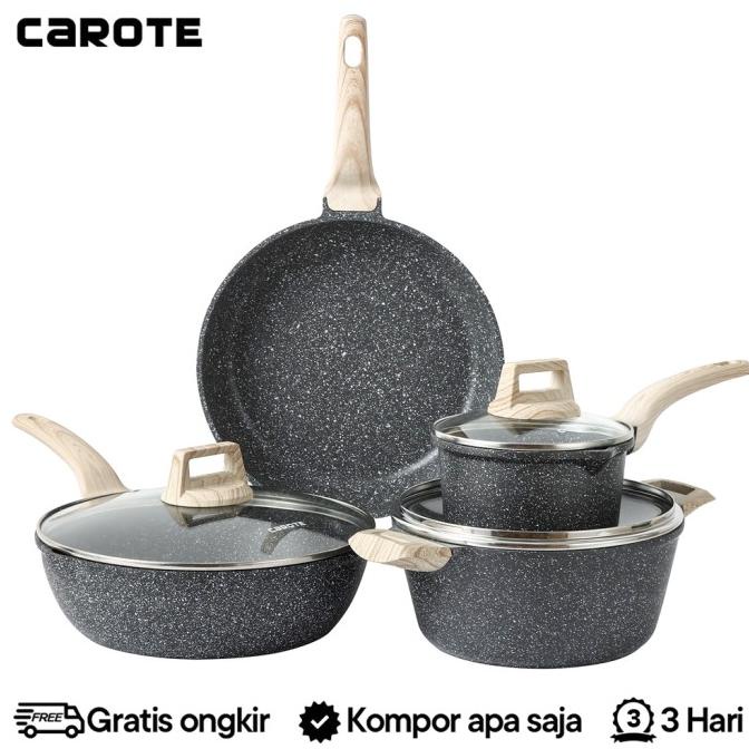 Carote EW Wajan Panci PAKET KELUARGA Set Anti Lengket (4 BUAH) Granit