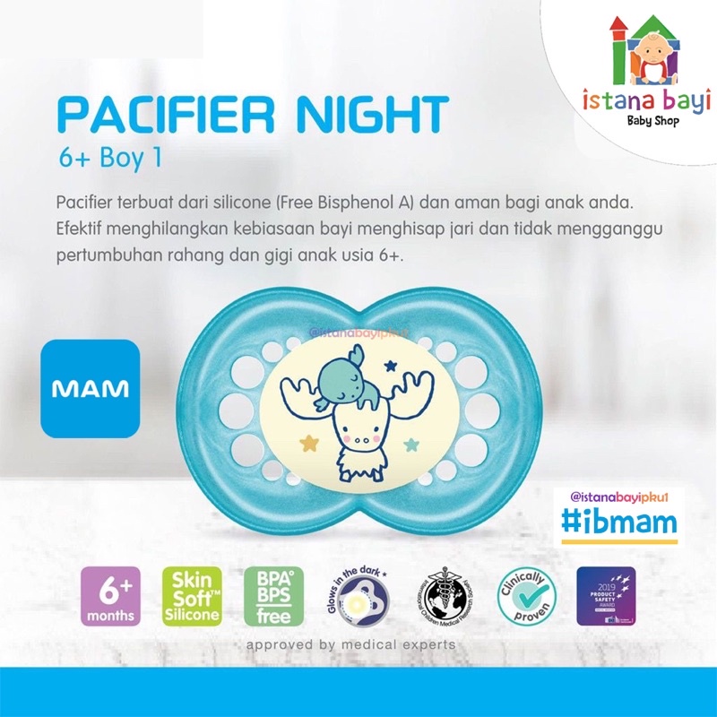 Kompeng Bayi - MAM Pacifier Night 0m+ Glow In The Dark - Empeng Bayi