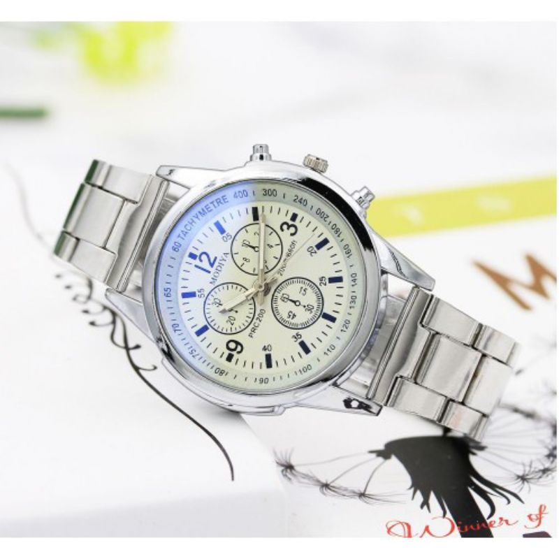 (Cod)Jam Tangan Pria  Quartz Crono Variasi Strap Rantai/Stell(Dikirim Dari Jakarta) Murah