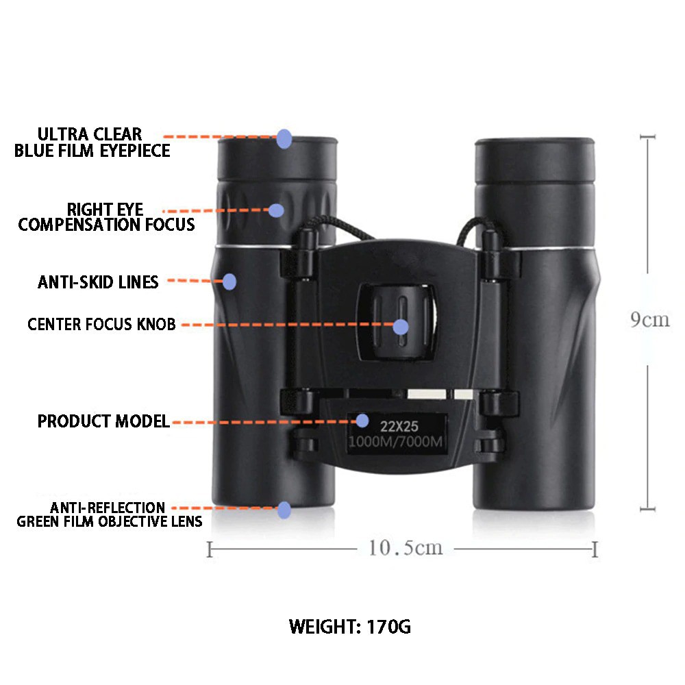 Grab Medan Teropong Binocular Outdoor Magnification 22x25 Long Range ARSSON PMT - Black