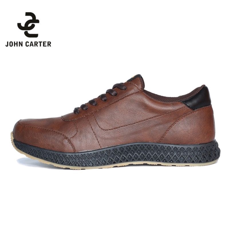 TERBARU 100% KULIT ASLI SNEAKERS PRIA KASUAL SPORTY JOHN CARTER JELLAL BROWN ORIGINAL CH2