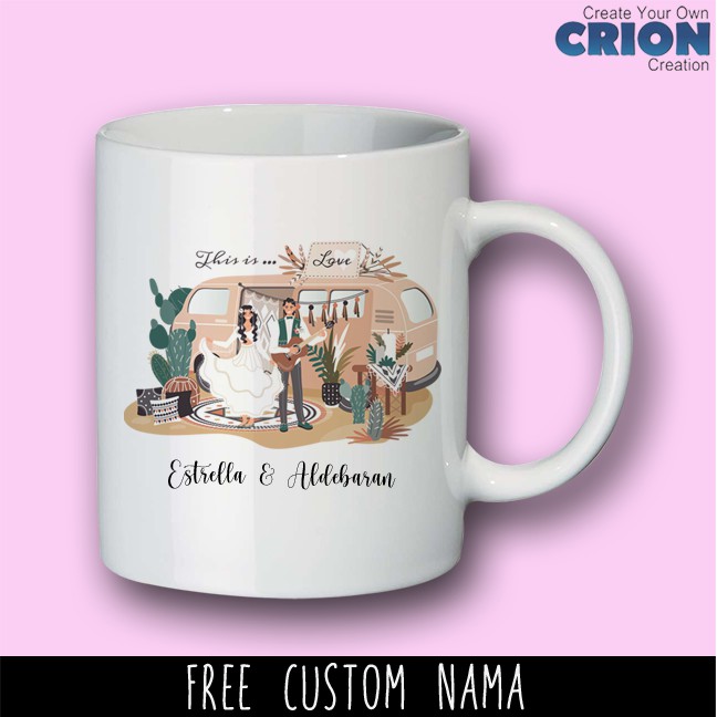 Mug Custom Nama Wedding Series - Hadiah/Souvenir Custom - By Crion