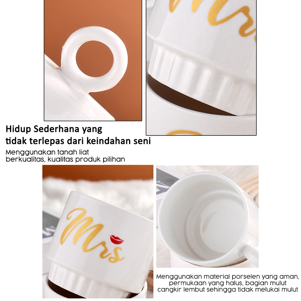 Baru set kotak hadiah gelas keramik couple gaya eropa utara gelas kopi mug hadiah pernikahan