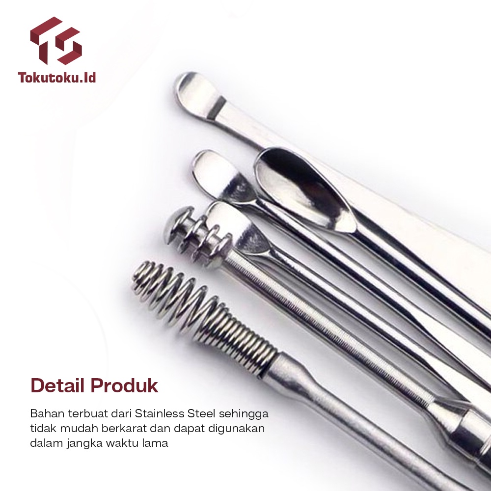 Set Korek Kuping Besi Alat Pembersih Telinga Stainless Ear Wax Picker