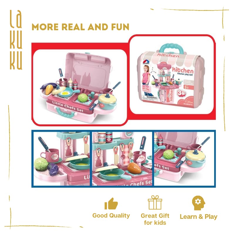 Lakuku - Pretend Toys Mainan Activity Dapur Kitchen Set Makeup Mechanic Meja Rias Doctor Anak dalam Koper Bag 3 in 1