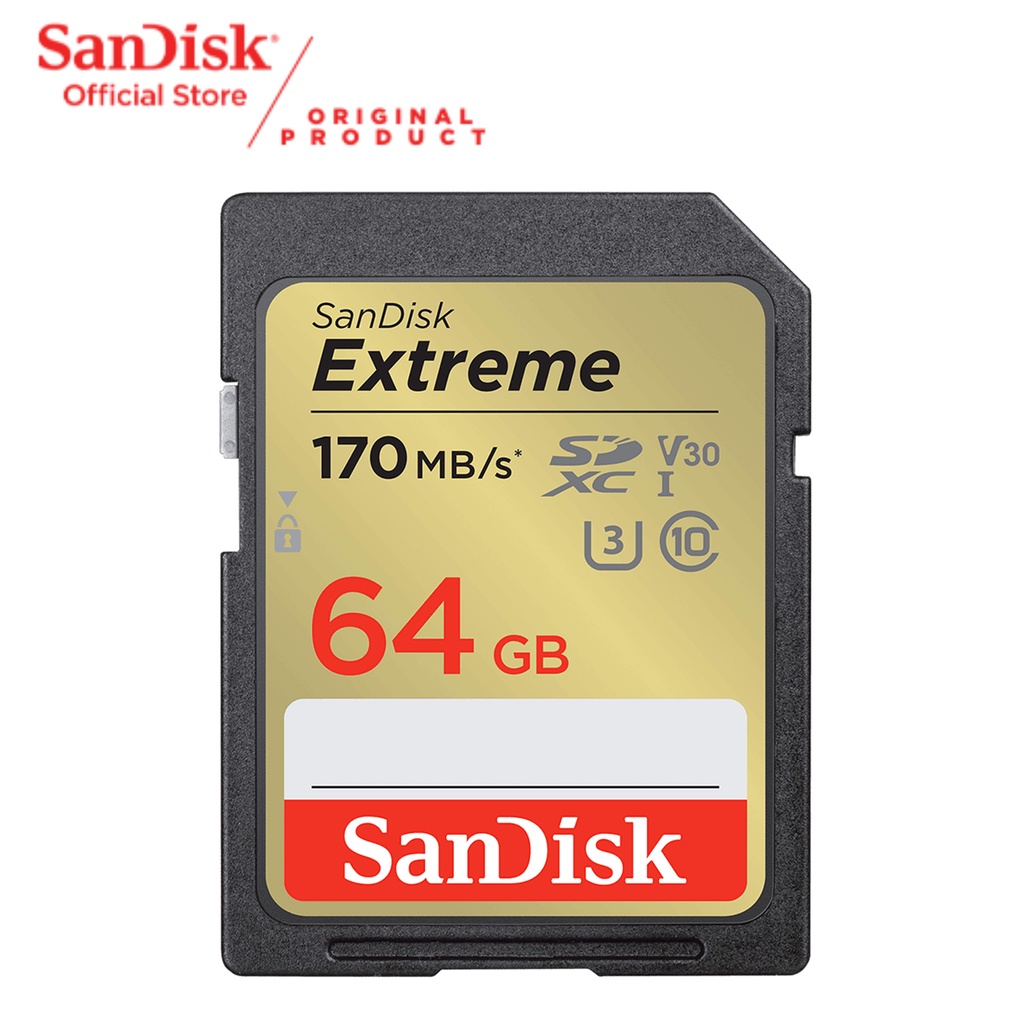 Jual NEW ! SanDisk EXTREME SDXC Card Class 10 V30 U3 170MBps - 64GB For ...