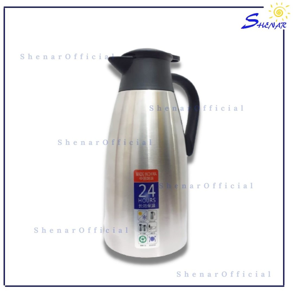 SHENAR EUROPEAN VACUUM JUG TERMOS STAINLESS STEEL VACUUM JUG KAPASITAS 2 LITER TERMOS AIR PANAS 3 VARIAN WARNA