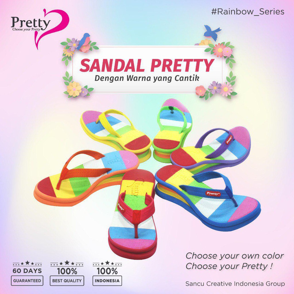  SANDAL  WEDGES ORIGINAL PRETTY RAINBOW  Shopee Indonesia