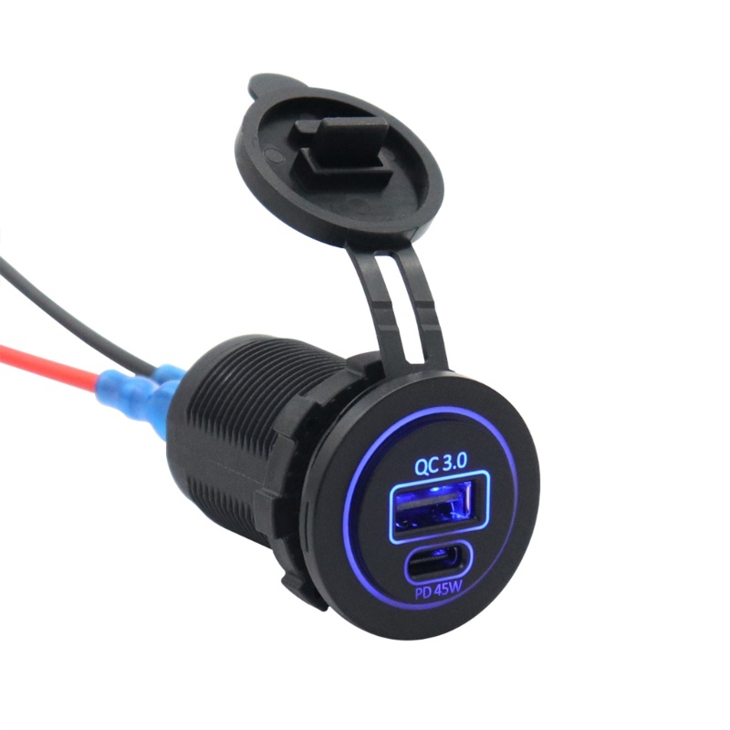 Zzz Socket Charger Dual USB C &amp; 18W QC3.0 Untuk Mobil SUV / Note 20 / 10 45W