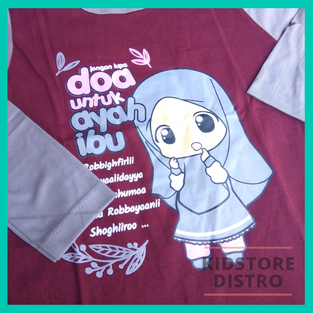 Baju Anak Islami / Kaos Anak Perempuan Lengan Panjang / Kaos Anak Muslimah / Kaos Dakwah Anak Muslim