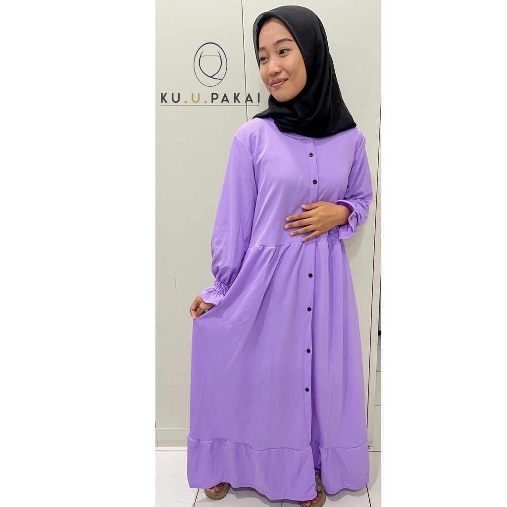 Gamis Alesha / Gamis Malaysia Terbaru Size Jumbo Bahan Crepe Premium Adem / Gamis Muslim Polos Remaja Dewasa Style Casual Size Zumbo-LILAC