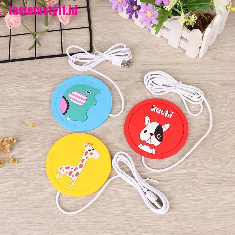 (TTID) Pad Penghangat Cangkir Kopi / Teh usb Motif Kartun Bahan Silikon