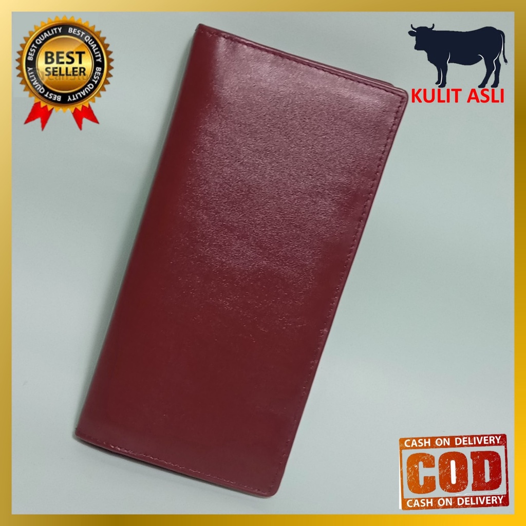 Dompet Panjang Kulit Sapi Asli 100% Pria Wanita Kartu Banyak Cowok Cewek Unisex [K3]