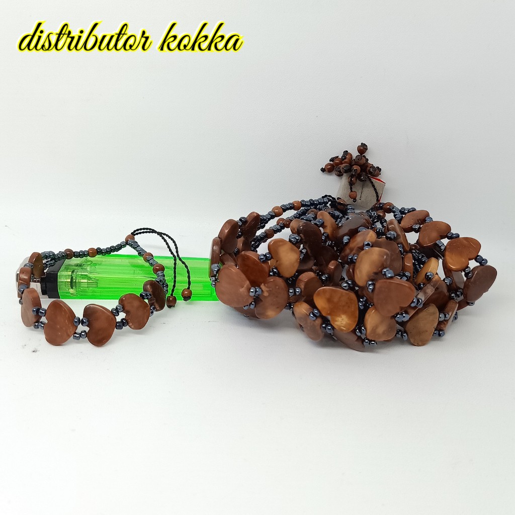 ( SUPER MURAH ) Harga grosir 10 pcs gelang Kokka kaukah plat love manik coklat